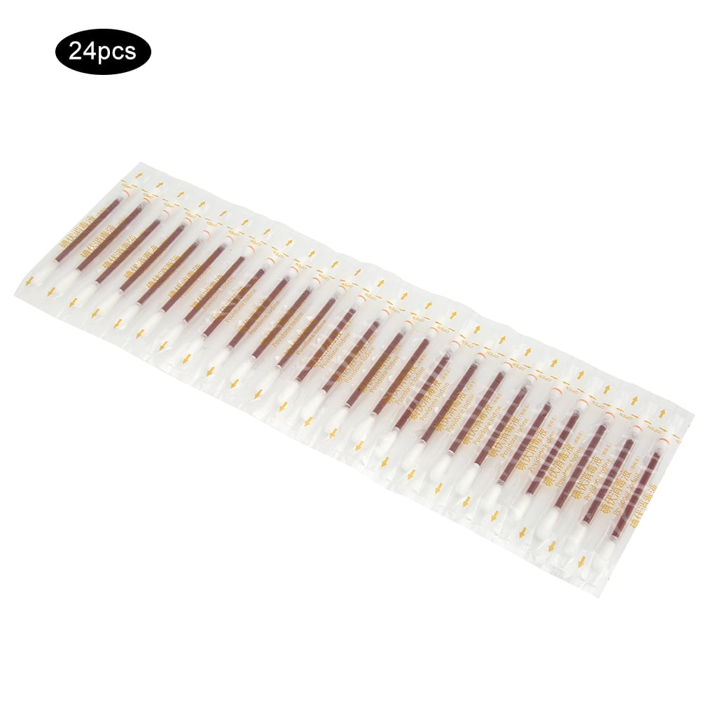 24Pcs/Box Disposable Iodine Cotton Swab Disinfected Stick for Navel Wound Disinfection Cleaning