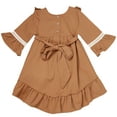 thumbnail image 3 of Toddlers and Girls (2-7/8) Princess Dairy Ruffled High-Low Soft French Terry Knit Cotton Dress in Desert Taupe 7/8, 3 of 8
