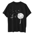 thumbnail image 3 of WREESH Women's Oversized Round-Neck T-Shirts Casual Loose Short Sleeve Printed Blouses Black, 3 of 5
