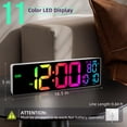 thumbnail image 2 of 16.5" Large Digital Wall Clock: 11 RGB Color LED Display with Remote Control, Auto DST, Temperature & Date, Big Number Wall Clock for Seniors, Classroom, Office, Gym, Home Decor Khaki, 2 of 6