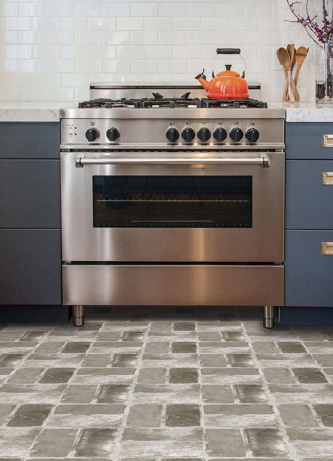 FloorPops Ensemble de 20 carreaux de sol Harvard Brique Grise Peel & Stick