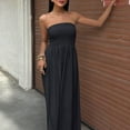 thumbnail image 3 of Oplxuo Women 2025 Summer Elegant Strapless Maxi Dress Tube Top Dress A Line Flowy Long Wedding Party Cocktail Dresses, 3 of 7