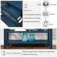 thumbnail image 3 of Resenkos 42'' Console Sofa Table with 2 Storage Drawers & 2-Tier Shelves, Mid-Century Solid Wood Buffet Sideboard, Navy Blue, 3 of 15