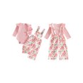 thumbnail image 2 of RUINIXCW Baby Girl Outfit, Long Sleeve Romper with Floral Overall Pants Fall Outfit Clothing Set, 2 of 9