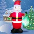 thumbnail image 1 of Costway 5 FT Christmas Decor Inflatable Santa Claus Holding a Gift Bag w/ LED Lights, 1 of 10