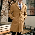thumbnail image 2 of Mens Trench Coat Slim Fit Notched Collar Jacket Fall Winter Wool Trench Coat Men Warm Soft Overcoat Windbreaker Casual Jacket, Z03 Khaki, Size XL, 2 of 5