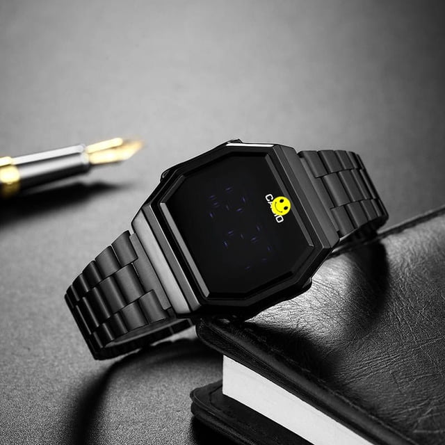 Caso LED Digital Reloj De Cuarzo CASIO Luz Trasera Con Pulsera De Acero Inoxidable Unissex Impermeable