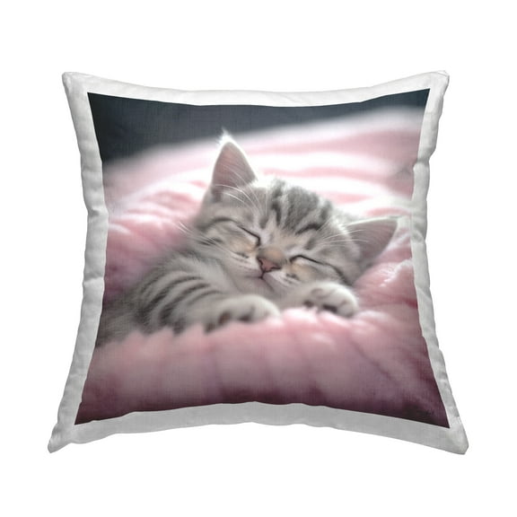 Stupell Industries Soft Sleeping Kitten Decorative Printed Throw Pillow, 18 x 18