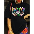 thumbnail image 1 of Easter Vibes T-Shirt, Casual Crew Neck Short Sleeve Top with Cute Bunny, Butterfly, and Floral Letter Print, All-Season, 1 of 6