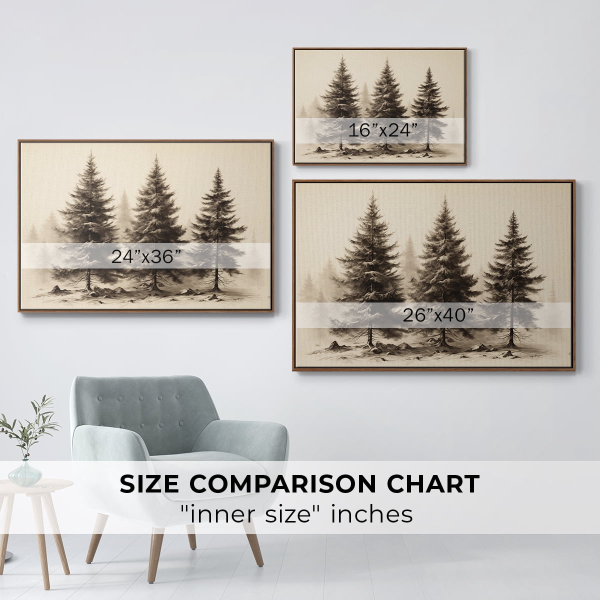 Vintage Landscape-CLXX By Wexford Home Framed in Walnut Wood Gallery Wrapped Canvas 25 in. x 37 in.
