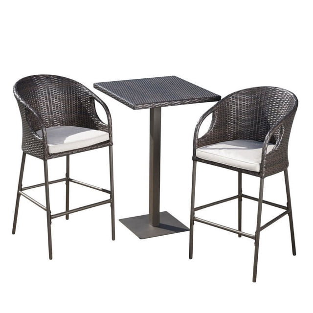 Noble House Dominica Ensemble de Bar Extérieur 3 Pcs 40 Pouces Carré en Brun