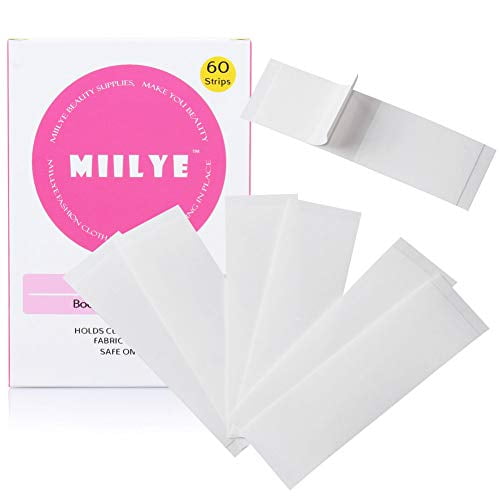 Miilye Double Sided Tape For Clothing Fabric Fashion And Body Skin Transparent Clear Bratape For Dresses 60 Count 1 X 3 Strips Walmart Com Walmart Com