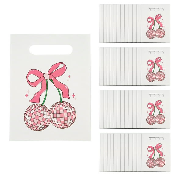 7 1/2" x 10" Bulk 50 Pieces Disco Cherries Party Favor Bags with Cutout Handles
