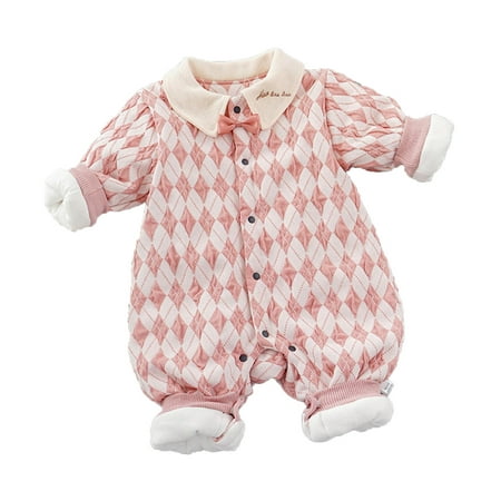 

Girls Jumpsuit Baby Autumn Winter Jumpsuit Clamshell Outside Clothing Rompers for Girls Pink 12-18 Months