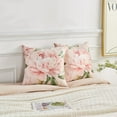 thumbnail image 6 of Pink Floral Throw Pillow Covers 16x16 Set of 2, Decorative Peony Flower Cushion Cases, Soft Plush Pillow Covers for Farmhouse Sofa Couch Bed Home Decor, 6 of 18