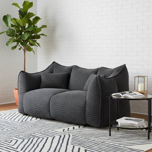 GOMYHOME 73" Cloud-Style Sofa Couch, Modern Low Profile Deep-Seating 3-Seater in Dark Grey