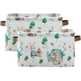 thumbnail image 2 of Coolnut Cute Bunnies Storage Basket Foldable Storage Bin 2 Pack, Canvas Rectangular Storage Basket with Leather Handles for Home Closet & Office Decor Gifts, 2 of 7