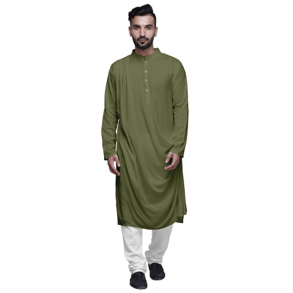 Atasi Solid Mens Kurta Cowl Drape Rayon Slub Festive Clothing Wear