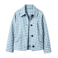 thumbnail image 6 of TGSLY Women's Checkered Cropped Jacket Causal Collared Button Down Gingham Coat Loose Fit Long Sleeve Trendy Street Fall Winter Outerwear with Pockets S, 6 of 7