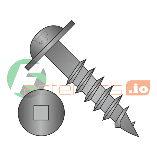 #10 x 1 3/4" Deep Thread Wood Screws / Square / Round Washer Head / Steel / Black Oxide / 2/3 Thread (Quantity: 3,500 pcs)