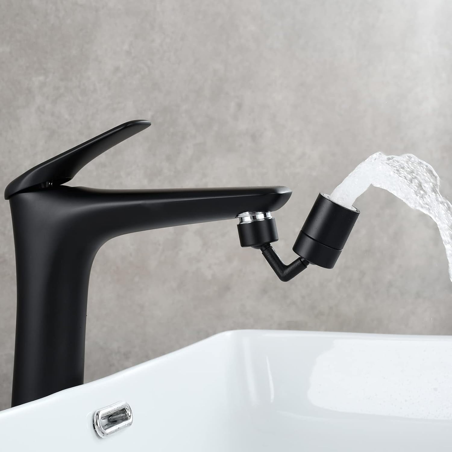 Rotating Faucet Aerator, Universal Brass Splash Filter Faucet Extender for Kitchen Bathroom Face Wash Gargle & Eyewash, Easy to Install Black