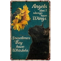 Sunflower Art Decor Large Black Cat Sunflower Vintage Metal Sign Decor Tin Aluminum Sign Wall Art Metal Poster for Garden Home Party Bathroom Kitchen 12x8 inch