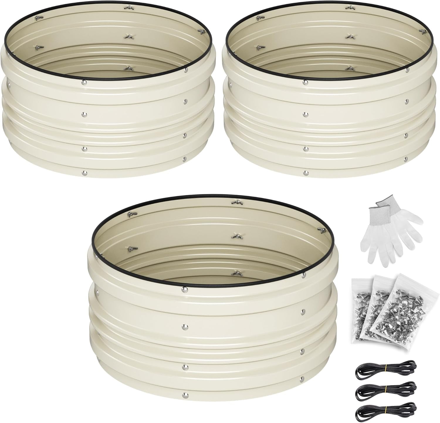 WORKPRO 3Pcs 2x2x1ft Galvanized Raised Garden Bed Set, Rust & Corrosion Protection, Easy Assembly, Safe Edge, Ideal for Vegetables & Flowers, White