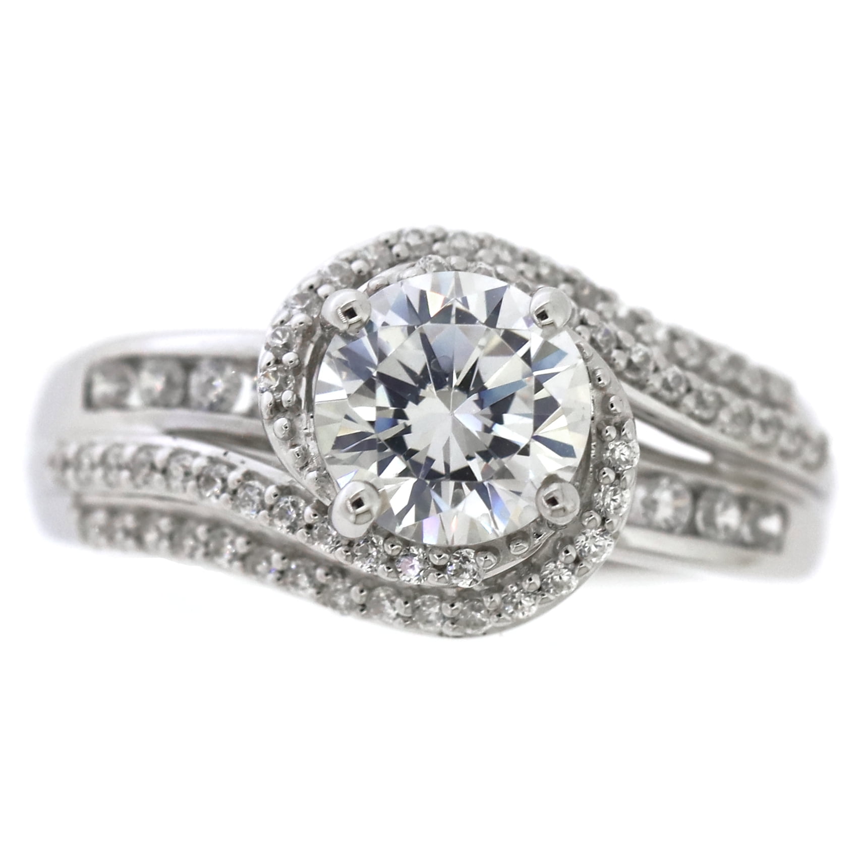 Brilliance Fine Jewelry 925 Sterling Silver Simulated White Diamond Bridal Engagement Ring Set