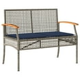 thumbnail image 3 of vidaXL Garden Bench with Cushion Grey Poly Rattan Acacia Wood, 3 of 5