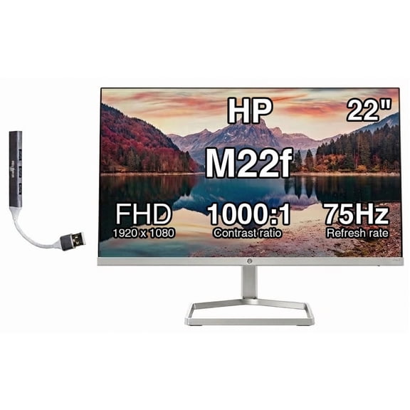 HP M22f 21.5" FHD IPS Monitor 2D9J9AA#ABA, 75Hz, 5ms, 300 Nits, w/DKZ Hub