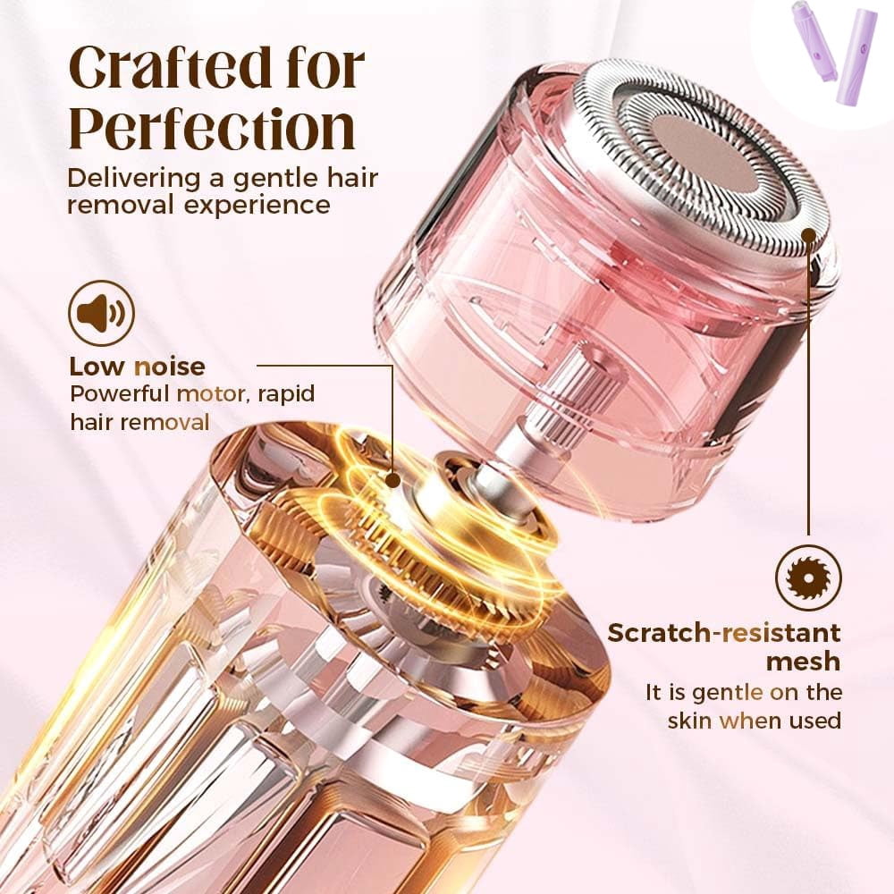 2-in-1 Electric Bikini Trimmer for Women, Waterproof Dual-Head Shaver & Epilator for Pubic, Underarm, Legs & Face, Rechargeable Painless Hair Removal, Womens Razors for Shaving, (Pink)