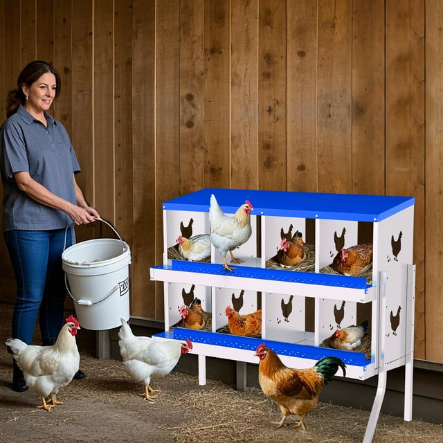 AKDSteel Galvanized Steel Nesting Box For Chicken Coop – Removable Drop Tray And Built-In Ventilation Providing An Easy-Clean Laying Area For Hens And Ducks