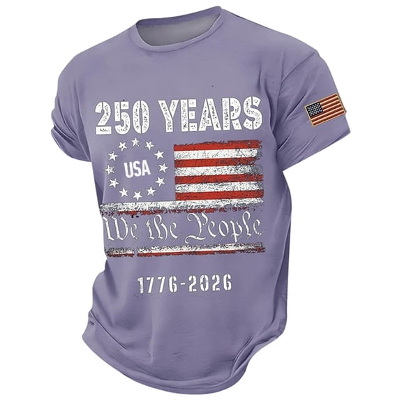 DHFJKG Men's Short Sleeve T Shirt United States 250 Years Anniversary 1776-2026 Top We The People 4Th Of July Shirts For Men National Flag Tee
