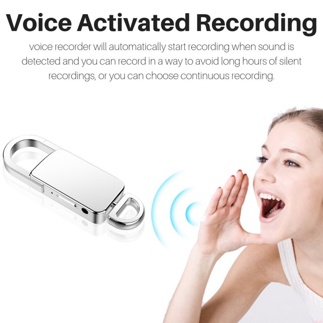 Grabadora de voz con llavero digital de 8 GB, mini grabadora activada por voz para conferencias, dispositivo de grabación de audio con reducción de ruido estéreo ZefeiWu 8390614045668