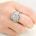 thumbnail image 2 of Square Cut White CZ Hollow Band Men Women's 925 Silver Engagement Ring Size 7-12, 2 of 5