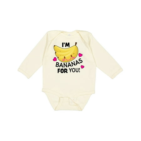 

Inktastic I m a Bananas for You with Cute Banana and Hearts Gift Baby Boy or Baby Girl Long Sleeve Bodysuit