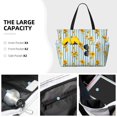 thumbnail image 5 of Yiaed Blue White Striped Sunflower Print Large Capacity Beach Travel Bag - Waterproof Zipper Vacation Tote for Sandproof Storage, and Camping, 5 of 5