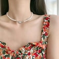 thumbnail image 2 of FENLDY Rhinestone Faux Saturn Pearl Collar Mujer Joyería, Fake Pearl Gargantilla Colgante Collar Hombres Charm Girls 2000 Joyería Mujer Boda Perla Cadena Cristal Gargantilla Ormromra WMZL-1670-2, 2 of 8