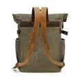 thumbnail image 2 of Backpack Crazy Horse Leather Leisure Travel Bag Men's Backpack Oil Wax Handheld Canvas Computer,Khaki, 2 of 2