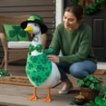 thumbnail image 5 of Porch Goose St. Patrick’s Day Outfits, Green Goose Outfits with Hat Bow Tie and Bandana, Clover Cement Goose Clothes Outfits for 23" Yard Garden Goose Statue Decoration, 5 of 6
