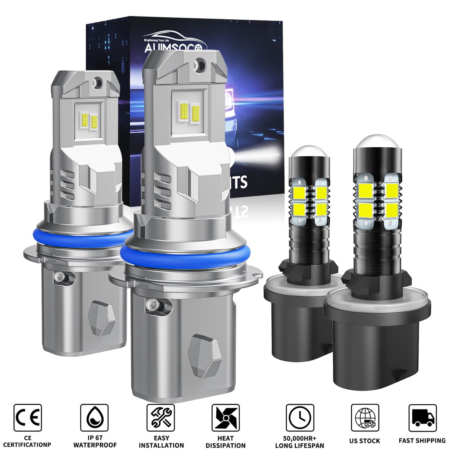 AUIMSOCO LED Headlight Bulbs Hi-Lo Beam Fog Light Conversion For Ford Taurus 1992-1997 9007 High/Low Beam 880 Fog Light 4 Pack