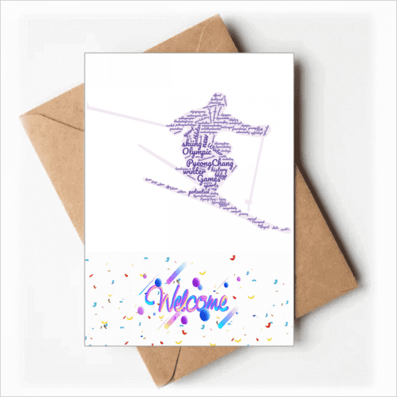 ski d'Hiver wordcloud Bienvenue Retour Cartes de Voeux Enveloppes Vierges