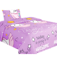 thumbnail image 2 of Gorgeous Home Linen Twin Unicorn Lilac Bedding Sheet Set Printed Design Super Soft Multi-color, 2 of 4