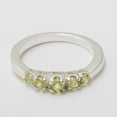 thumbnail image 4 of LBG British Made 9k White Gold Natural Peridot Womens band Ring - 33 size options - Size 9.5, 4 of 6