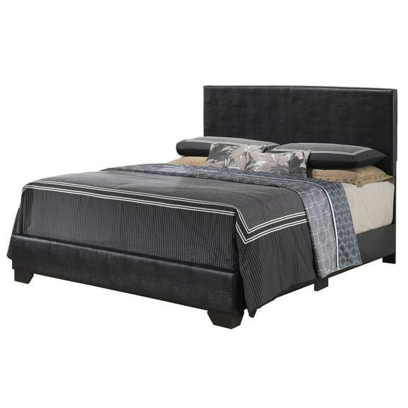 Passion Furniture Aaron Black Upholstered Queen Panel Bed