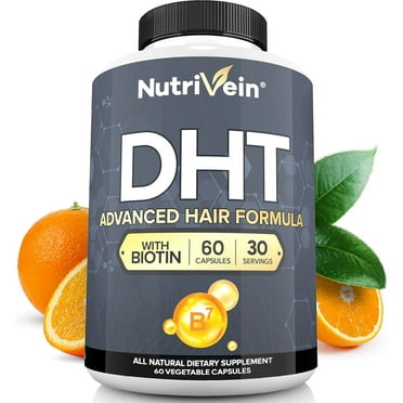 Nutrivein DHT Blocker with Biotin - 60 Capsules - Boosts Hair Growth for Men and Women