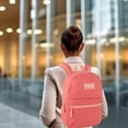 thumbnail image 6 of Classic Solid Color 17 Inch Backpack with Front Zipper Accessory Pocket, Dual Zipper Closure & Padded Shoulder Straps for Work, Office, Gym, Sports, Travel, Commute & Recreation in Coral, 6 of 7