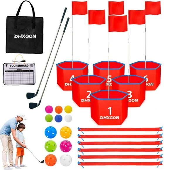 Juego de golf en el patio trasero DHXGON con 2 palos, campo de 6 hoyos para toda la familia