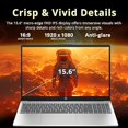 thumbnail image 4 of HP 15.6" FHD Anti-Glare Laptop, Intel i3-N305, 8GB RAM, 672GB Storage(512GB SSD+160GB Docking Station Set), Intel UHD Graphics, Fingerprint Reader, Num Pad, HD Camera, Wi-Fi 6, Win 11, Silver, 4 of 7