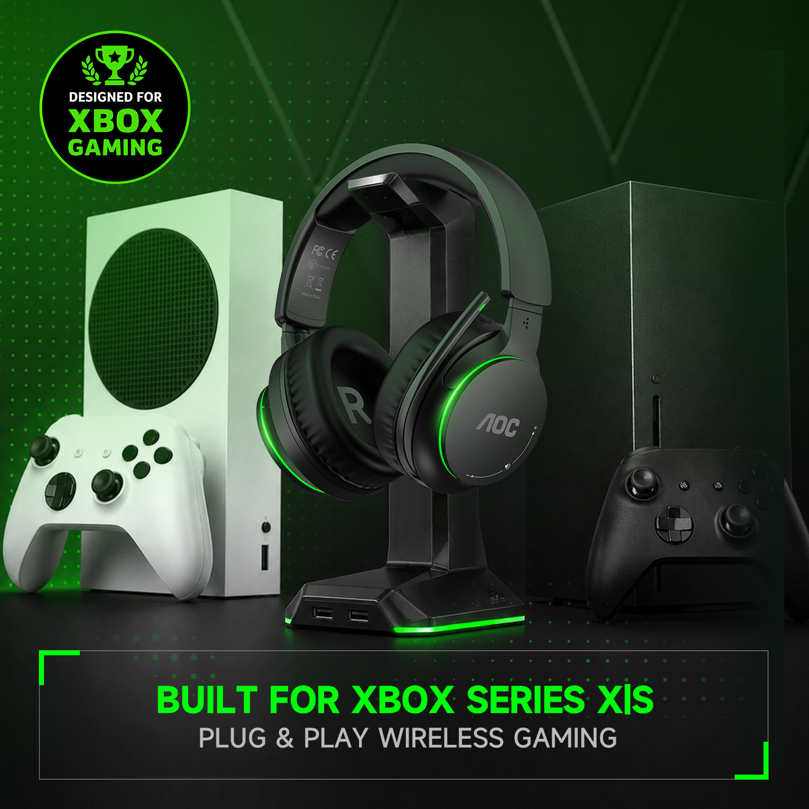 AOC Wireless Gaming Headset For Xbox Series X|S Black photo 6